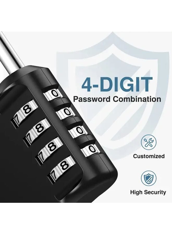 Large Black Resettable 4 Digit Combination Padlock Heavy Duty for Gym Lockers Toolbox Gate - Image 3