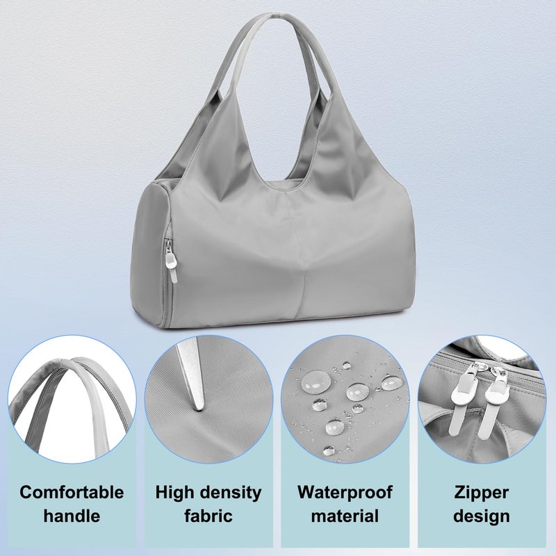 Forestfish Yoga Gym Bag For Women With Shoes Compartment & Wet Dry Storage Pockets Lightweight Duffel Bag, Grey - Image 3