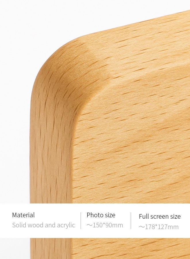 INSENSE 7-Inch Acrylic & Wood Photo Frame | Clear U-Shaped Stand for Desk, Table or Office Decor - Image 2