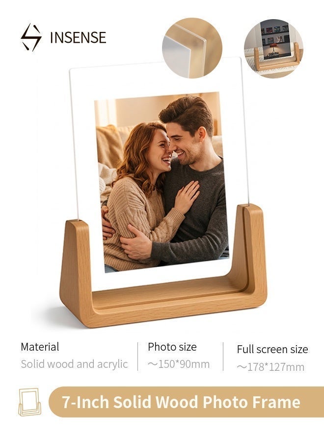 بالمعنى إطار صور خشبي ريفي - قاعدة من خشب الزان مع غطاء أكريليك عالي الدقة مضاد للكسر - عرض عمودي (5×7 بوصة) - Image 1