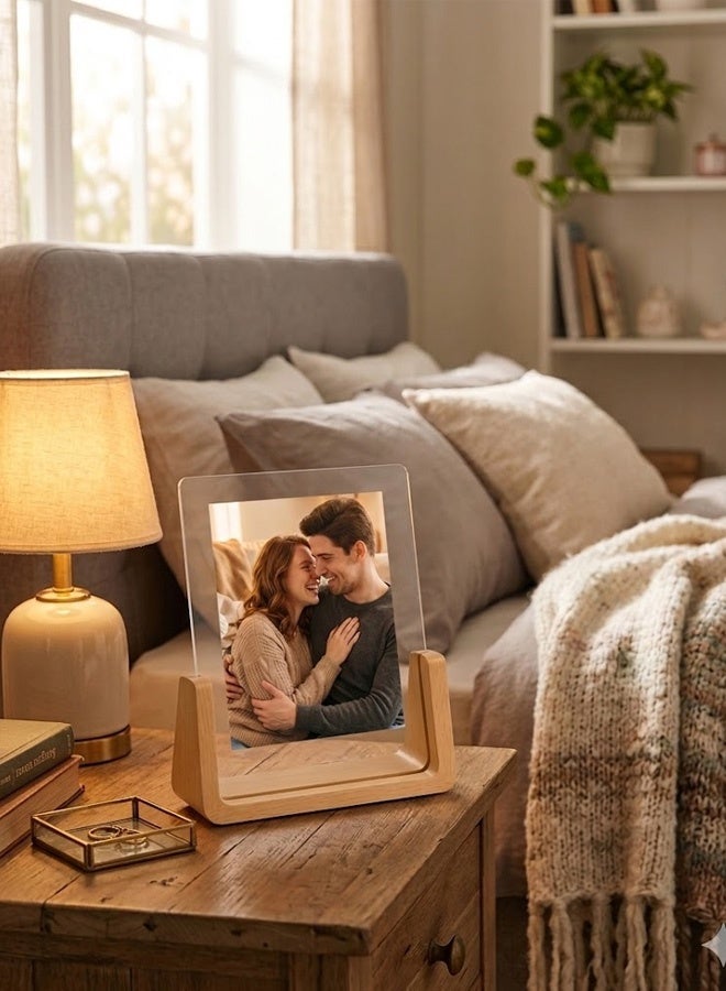 بالمعنى إطار صور خشبي ريفي - قاعدة من خشب الزان مع غطاء أكريليك عالي الدقة مضاد للكسر - عرض عمودي (5×7 بوصة) - Image 2