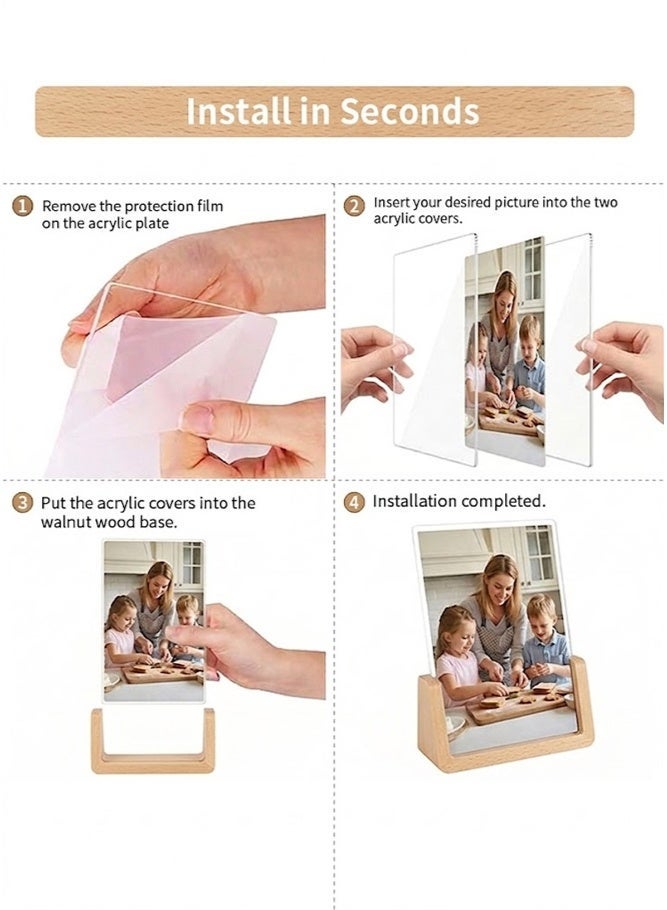 بالمعنى إطار صور خشبي ريفي - قاعدة من خشب الزان مع غطاء أكريليك عالي الدقة مضاد للكسر - عرض عمودي (5×7 بوصة) - Image 3