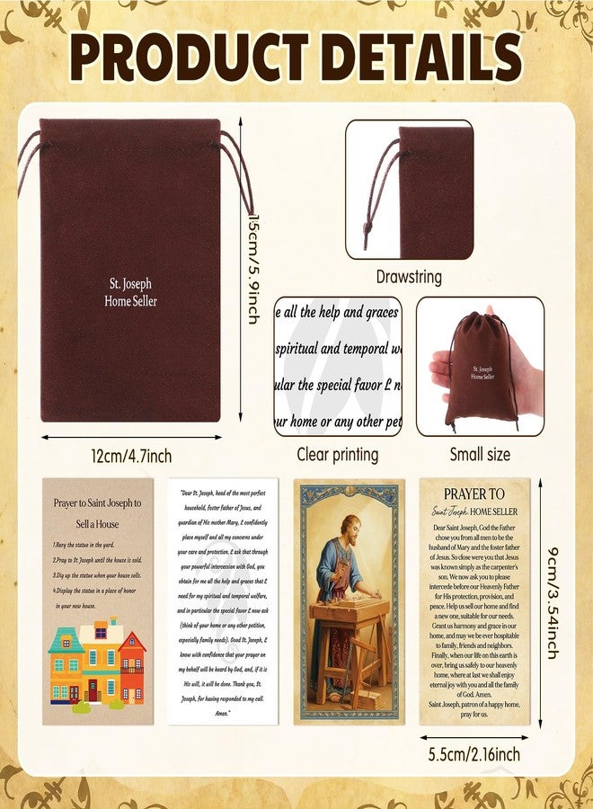 Novabright 6 Sets St Joseph Statue for Selling House Bulk 4.7" Large Solid Resin Figurine with Prayer Card Velvet Bag Instruction Religious Gifts for Clients Faith-Based Home Closing Gifts - Image 4