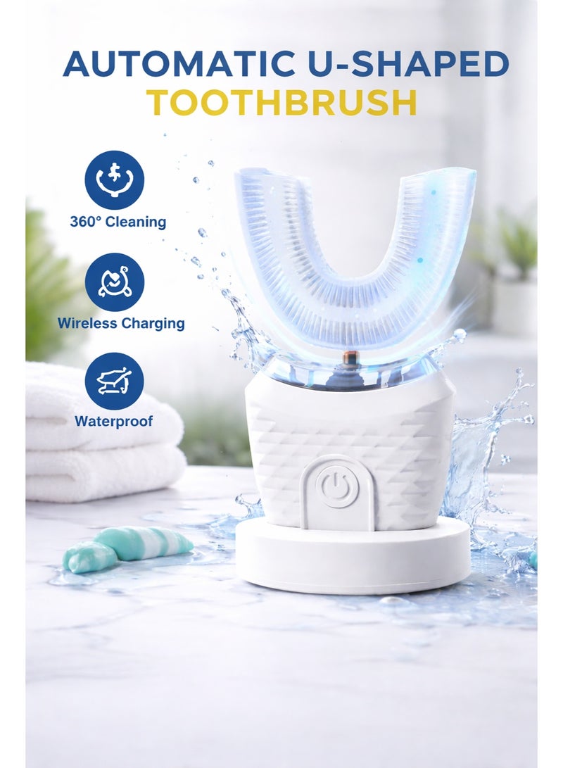 Ultrasonic U-Shaped Electric Toothbrush for Adults – 4 Modes, Whitening LED, Wireless Charging, Smart Timer, Travel & Home - Image 1