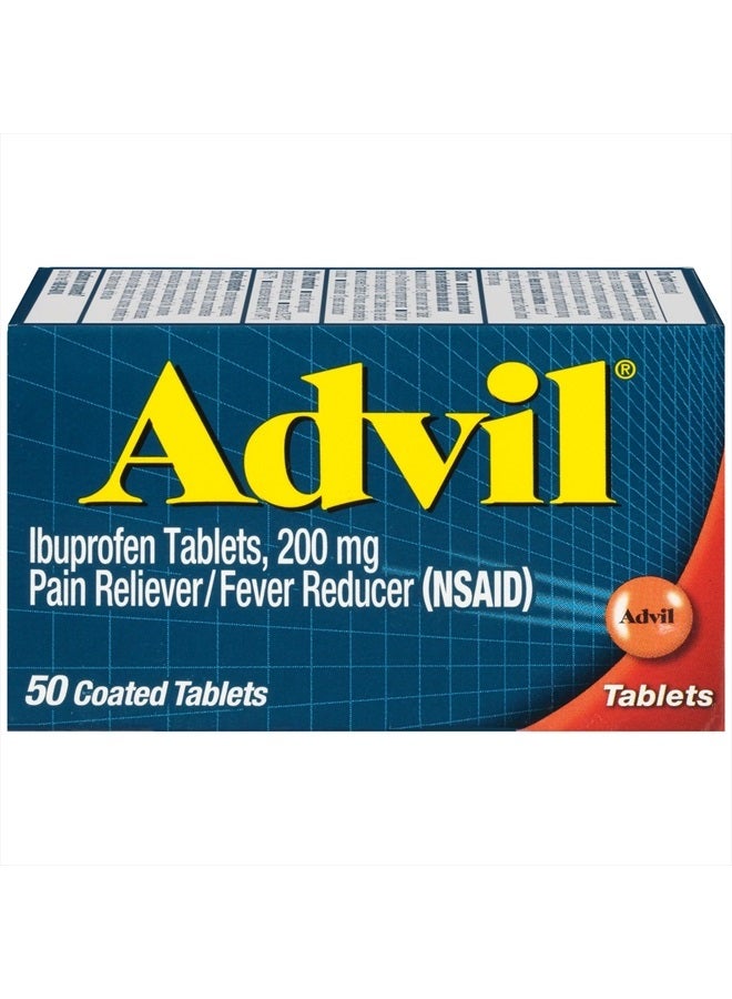 Advil مسكن للألم وخافض للحرارة، إيبوبروفين 200 ملغ لتخفيف الألم - 50 قرص مغلف - Image 1