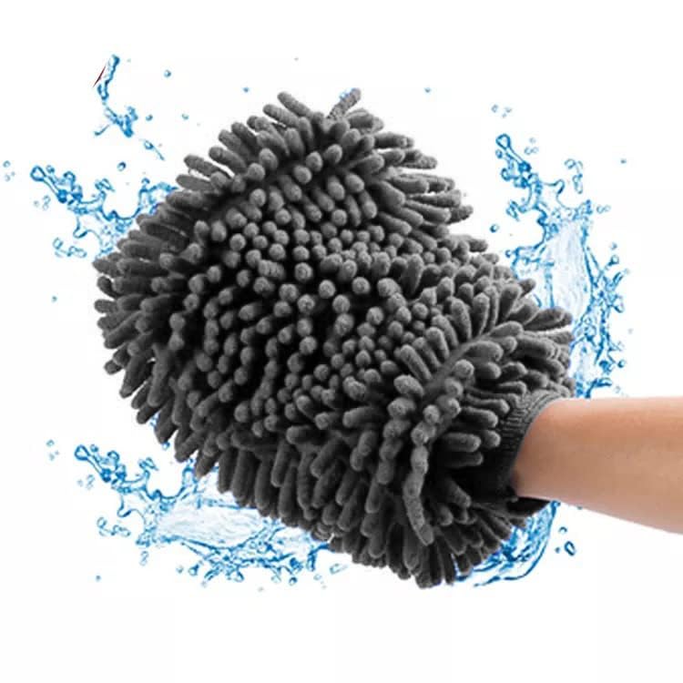 MAX Microfiber Car Wash Chenille Mitt Gloves (2 Pcs, 2400 GSM, XL Size 26x19 cm, Grey) Double Sided, Super Absorbent Gloves for Cleaning, Washing and Dusting Car, Home, Kitchen and Office - Image 2