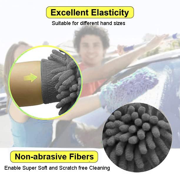 MAX Microfiber Car Wash Chenille Mitt Gloves (2 Pcs, 2400 GSM, XL Size 26x19 cm, Grey) Double Sided, Super Absorbent Gloves for Cleaning, Washing and Dusting Car, Home, Kitchen and Office - Image 3