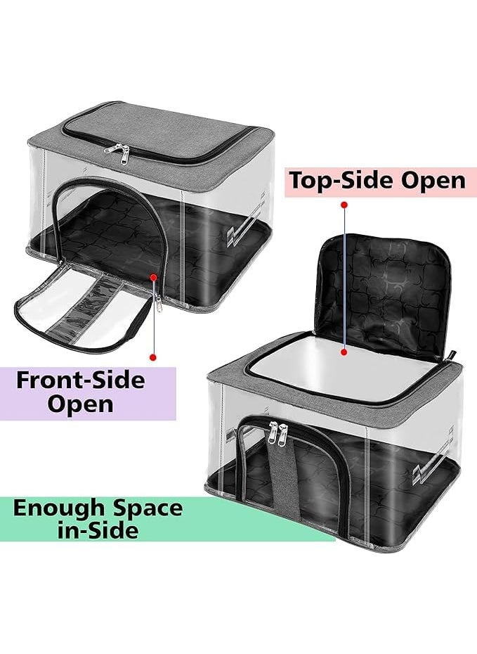 SPJ ENTERPRISE SPJ ENTERPRISE Nylon 33 L PVC Transparent Moisture Proof Storage box for Clothes Under Bed Closet Wardrobe Organizer Bag for Clothes with Carry Handle Grey 44 x 31 x 24 cmPACK OF 4  - Image 5