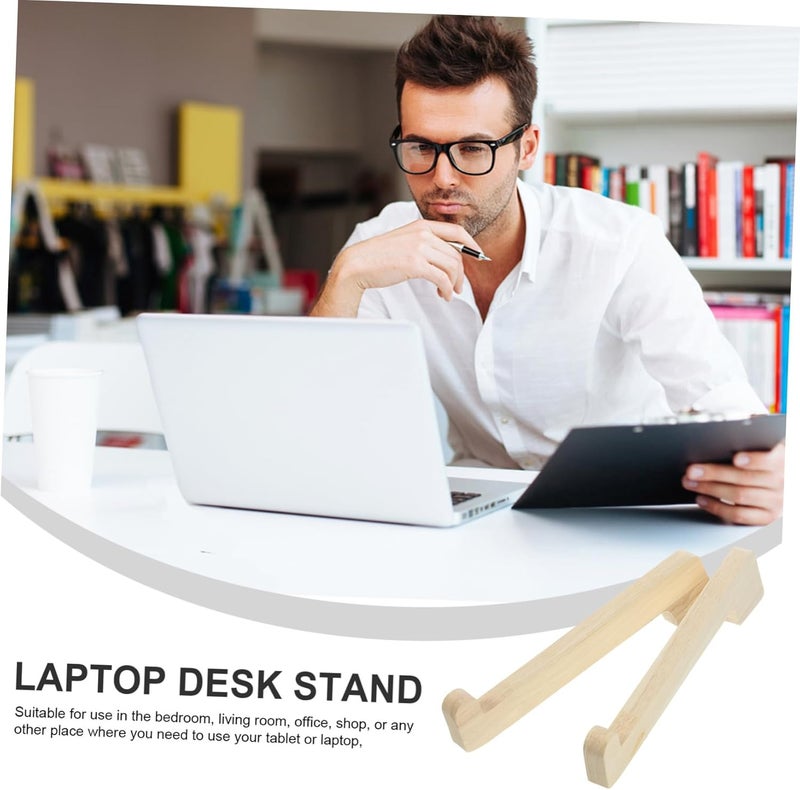 Holibanna 2pcs Portable Wooden Laptop Stand for Desk Height Laptop Holder Lightweight Design for Home Office Bed Sofa Use Stable Support - Image 3