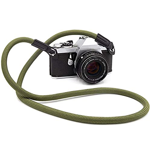 Eorefo Camera Strap Vintage 100cm Nylon Climbing Rope Camera Neck Shoulder Strap for Micro Single and DSLR Camera.(Army Green) - Image 2