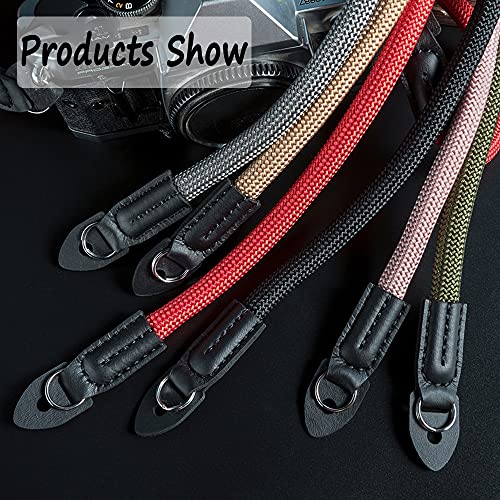 Eorefo Camera Strap Vintage 100cm Nylon Climbing Rope Camera Neck Shoulder Strap for Micro Single and DSLR Camera.(Army Green) - Image 4