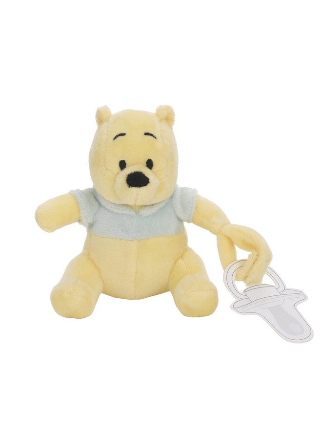 Disney Winnie The Pooh Yellow and Aqua Plush Buddy Pacifier Holder - Image 1