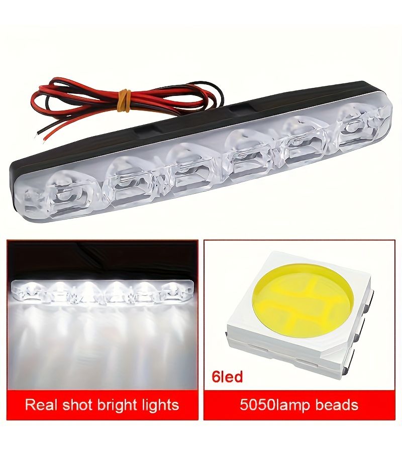 6 High Brightness LED Daytime Running Lights 2pcs Fork Design Car Grille Lights - Image 4