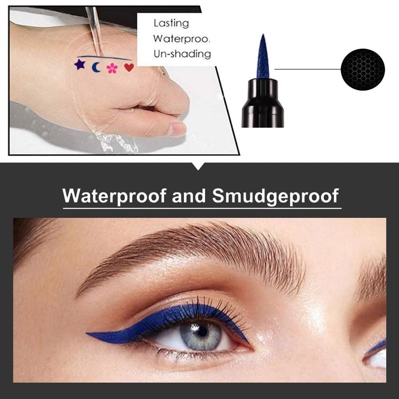 BINGBRUSH Double-sided Liquid Stamp Eyeliner Pen, Face Stamps Makeup Extremely Black Waterproof Slim Gel Felt Tip High Black Pigment Liquid Eyeliner & Seal resina para tips de gel(Colorful) - Image 5