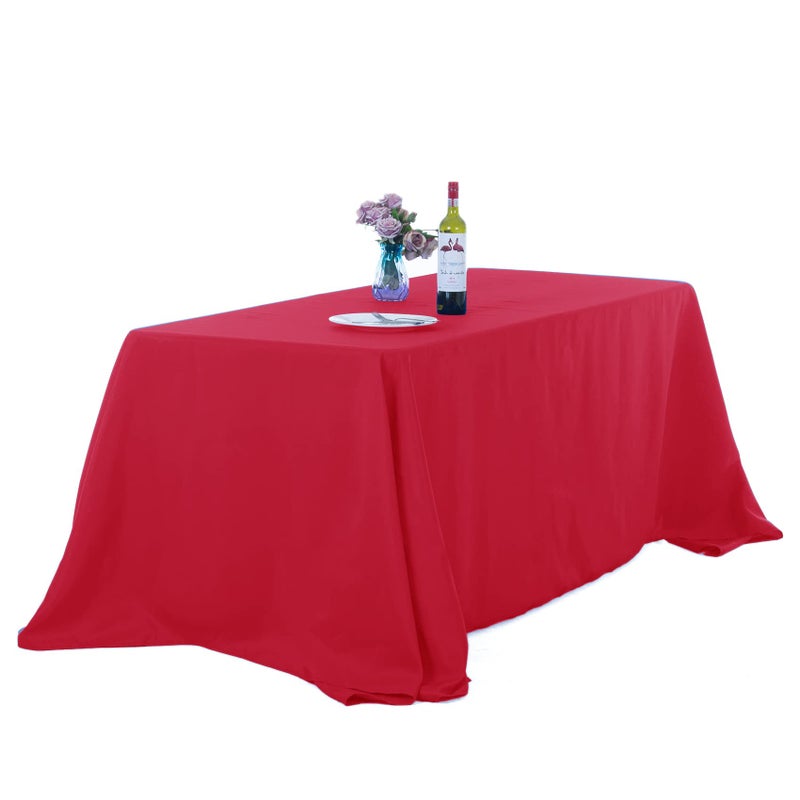 Ascoza 2pack 90x156 Inch Red Rectangular Tablecloth 8 Feet Table Cloth in Polyester Fabric for WeddingBanquetRestaurantParties