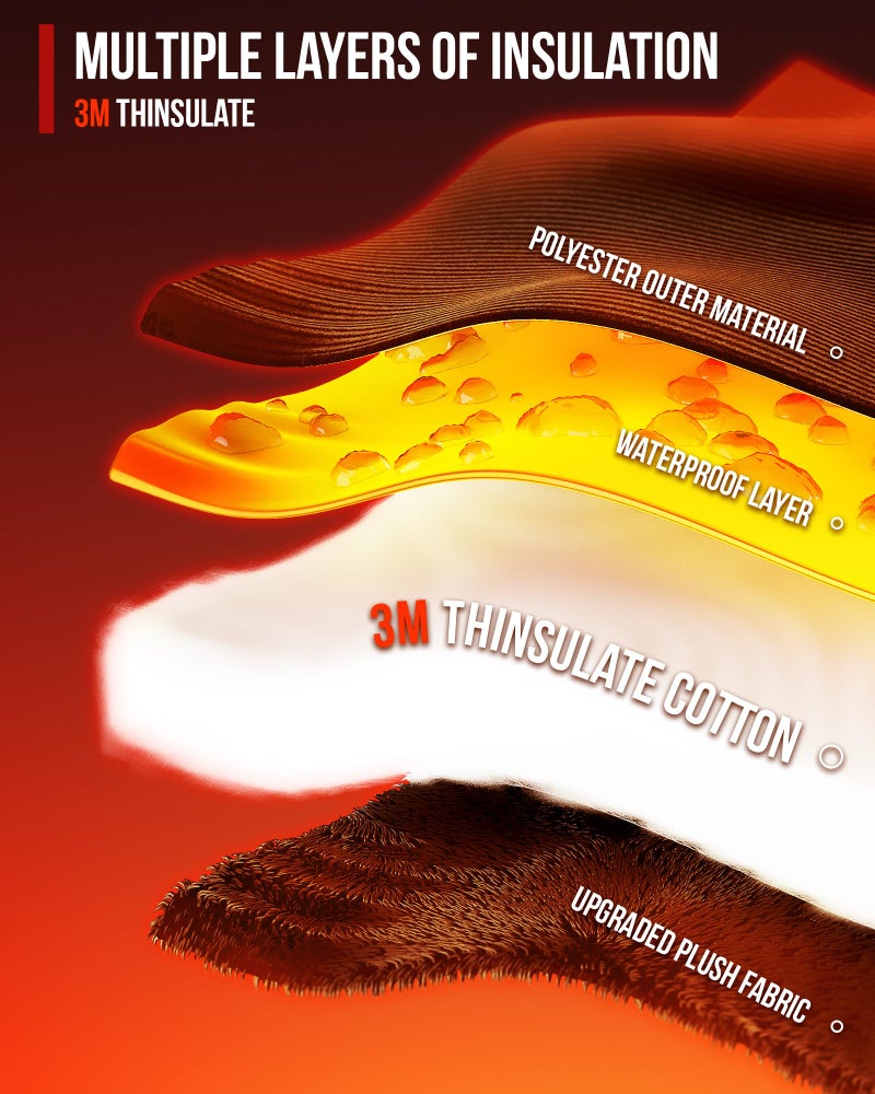 BORLENI قفازات موتوسيكل شتوية من بورليني مقاومة للماء قفازات ركوب موتوسيكل دافئة مقاومة للرياح للرجال والنساء - أسود، كبير جداً - Image 2