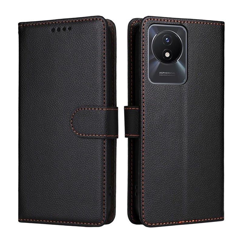 erorex For vivo Y02 / Y02A / Y02t / Y11 2023 Litchi Texture RFID Blocking 3-Card Wallet Leather Phone Case(Black) - Image 2