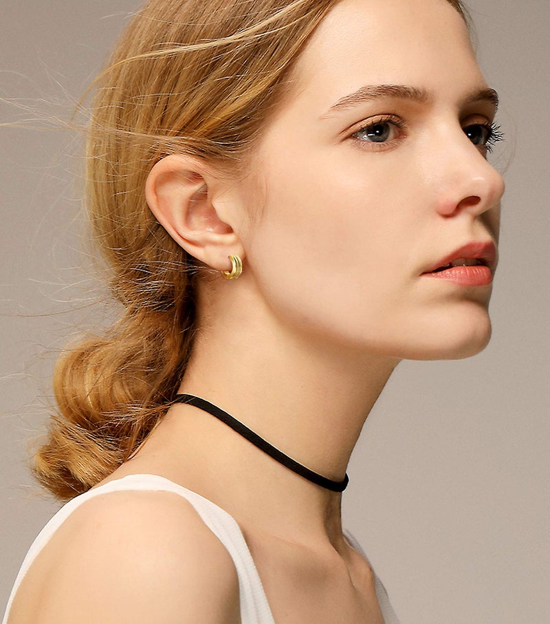 ELEDUCTMON Stainless Steel Hoop Earrings For Men's Women's,Silver/Gold/Black/Blue Hypoallergenic Round Huggie Earrings,Fashion Punk Earrings Piercing Jewelry,Simple Stylish Loop Earring,Gift for Him Her Birthday - Image 3