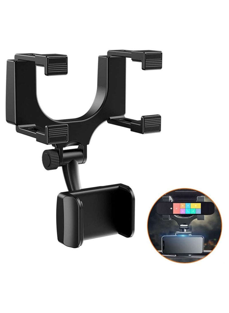 Y&D Car Rearview Mirror Phone Holder, SYOSI Mount Bracket, Stand with 360° Swivel and Adjustable Clips, Universal Smartphone Cradle, Black  - Image 5