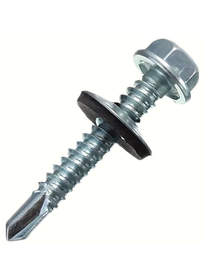 M6 Stainless Steel Self Drilling Screws 50pcs Hexagonal Drill Bit With Washers - Image 1