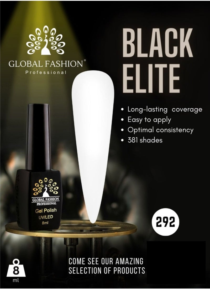 GLOBAL FASHION - Global Fashion Black Elite Gel Polish | 132 Colors of Long-Lasting Elegance - 8ml | 292 - Image 1
