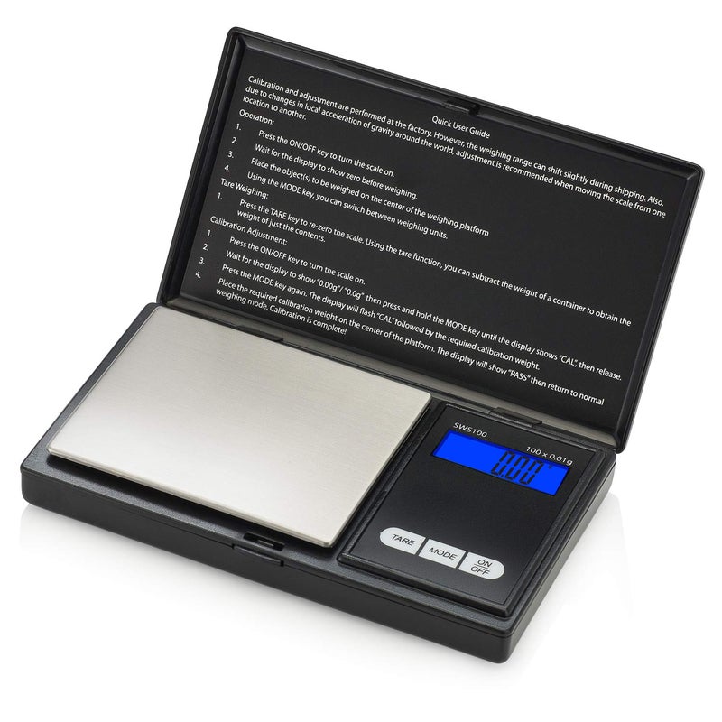 Smart Weigh Digital Pocket Gram Scale100g x 001g Digital Gram Scale Jewelry Scale Food Scale Kitchen Scale Black Battery Included