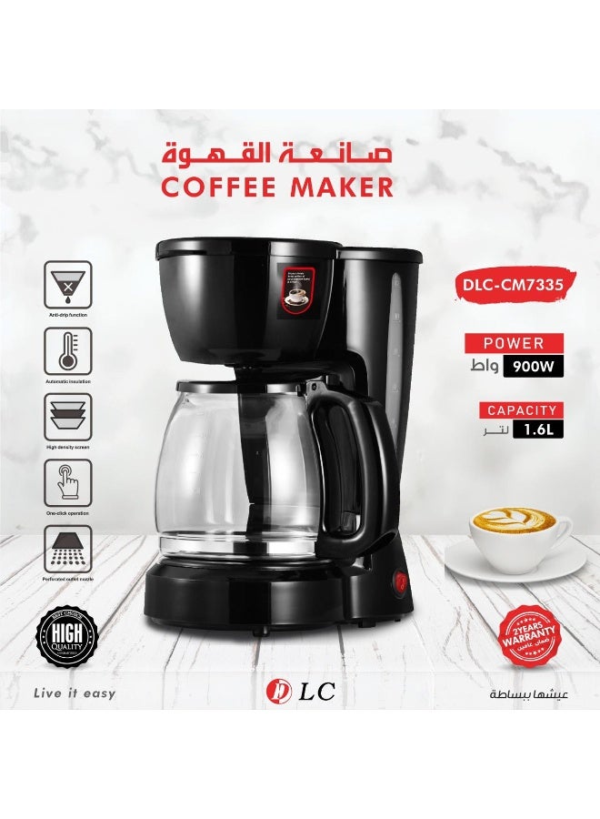 ال سي ماكينة قهوة كهربائية - DLC-CM7335، سعة 1.6 لتر، 900 واط