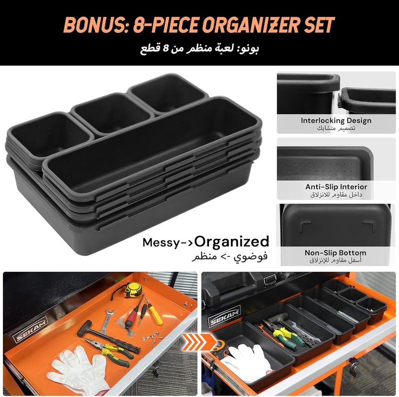 Atrisec 3-Tier Rolling Tool Cart: Heavy Duty Mechanic Service Cart with Drawer for Garage & Warehouse – Metal Utility Trolley Organizer with Locking Wheels & Screwdriver Holder (440LBS Capacity) - Image 5