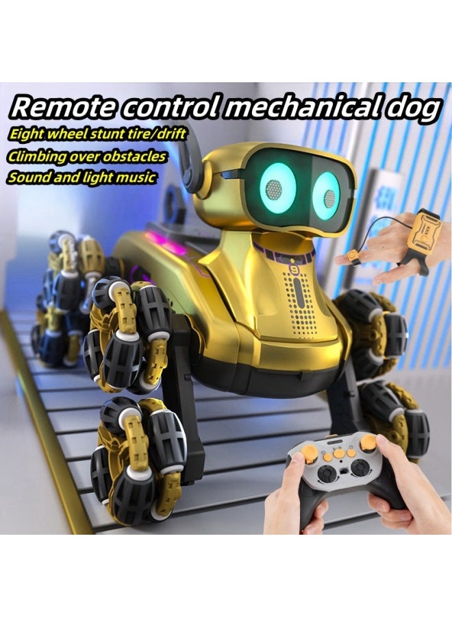 【إمداد مباشر】 جهاز تحكم عن بعد ميكانيكي لإيماءة الكلب بثمانية عجلات، تشوه الانجراف، شحن السيارة بالكهرباء - اللون: جهاز تحكم عن بعد مزدوج 【فضي】 مواصفات الكلب البهلوانية بثمانية عجلات: ثلاث مجموعات من البطاريات - Image 2