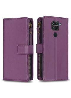 BGM Case Cover For Xiaomi Redmi Note 9 9 Card Slots Zipper Wallet Leather Flip Phone Case Dark Purple