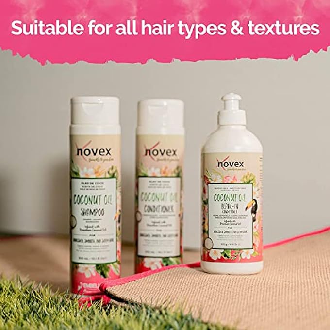 NOVEX COCONUT OIL LEAVE IN CONDITIONER, SMOOTH AND SILY HAIR, WHITE, 10.5 OZ BOTTLE - Image 3