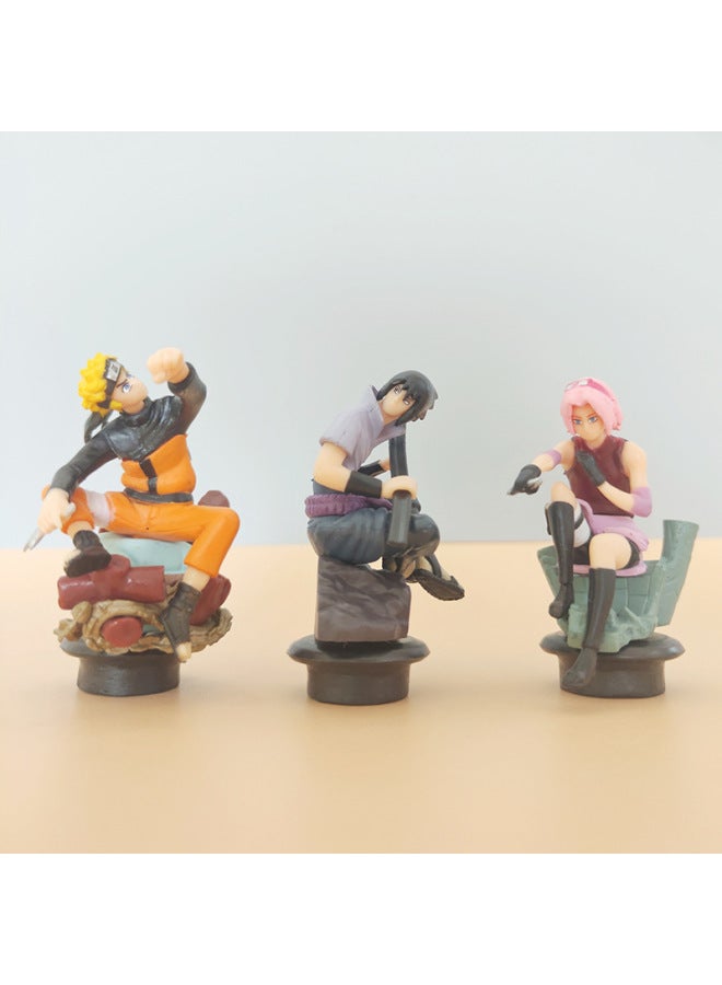 Naruto Anime Hand-held Model Toys 6 Chess Naruto Kakashi Naruto Sasuke Sakura-Color:Chess Huo Ying 6 Bags - Image 3