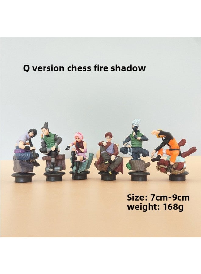 Naruto Anime Hand-held Model Toys 6 Chess Naruto Kakashi Naruto Sasuke Sakura-Color:Chess Huo Ying 6 Bags - Image 1
