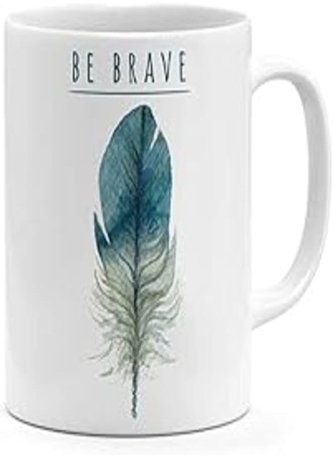 RYN - RYN PRINTED DESIGN Be Brave - Coffee Mug White 11ounce - Image 1