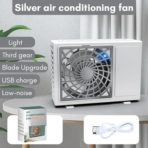 Spiaty Air Conditioner USB Rechargeable Handheld Mini Fan Outdoor Portable Small Electric Fan, White - Image 3