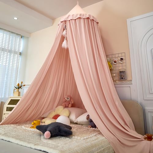dix-rainbow Princess Decor Canopy for Kids Bed, Soft and Durable Bed Canopy for Girls Room Tent Canopy Dreamy Mosquito Net Bedding, Children Reading Nook Canopies Indoor (Pink) - Image 4