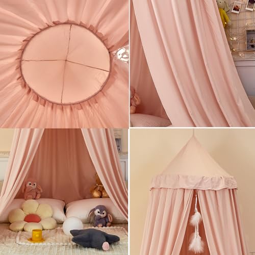 dix-rainbow Princess Decor Canopy for Kids Bed, Soft and Durable Bed Canopy for Girls Room Tent Canopy Dreamy Mosquito Net Bedding, Children Reading Nook Canopies Indoor (Pink) - Image 2