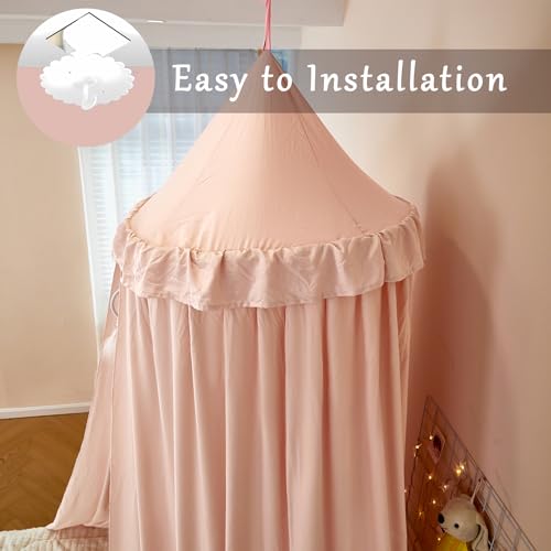 dix-rainbow Princess Decor Canopy for Kids Bed, Soft and Durable Bed Canopy for Girls Room Tent Canopy Dreamy Mosquito Net Bedding, Children Reading Nook Canopies Indoor (Pink) - Image 5