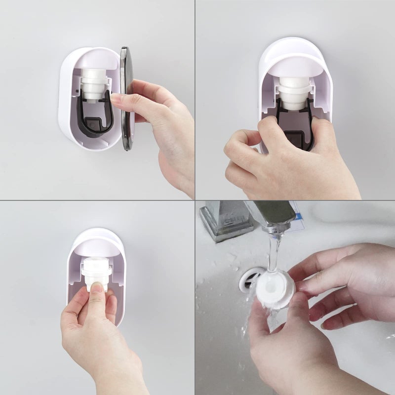 LUEXBOX Toothbrush Holder Wall Mounted with Cover for Bathroom, 2 Slots Toothbrush Storage Organizer for Shower, Self Adhesive Toothbrush Hanger with Automatic Toothpaste Squeezer Dispenser - Image 3