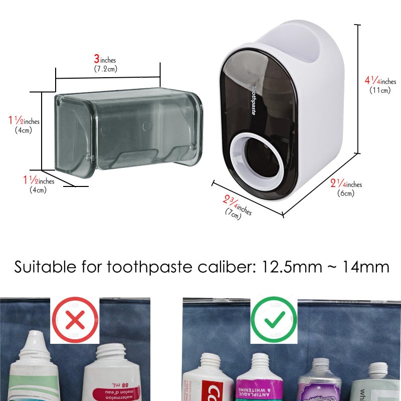 LUEXBOX Toothbrush Holder Wall Mounted with Cover for Bathroom, 2 Slots Toothbrush Storage Organizer for Shower, Self Adhesive Toothbrush Hanger with Automatic Toothpaste Squeezer Dispenser - Image 2