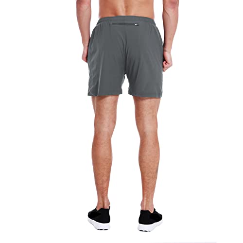 EZRUN Men's 5 Inches Running Workout Shorts Quick Dry Lightweight Athletic Shorts with Liner Zipper Pockets,Grey,M - Image 3