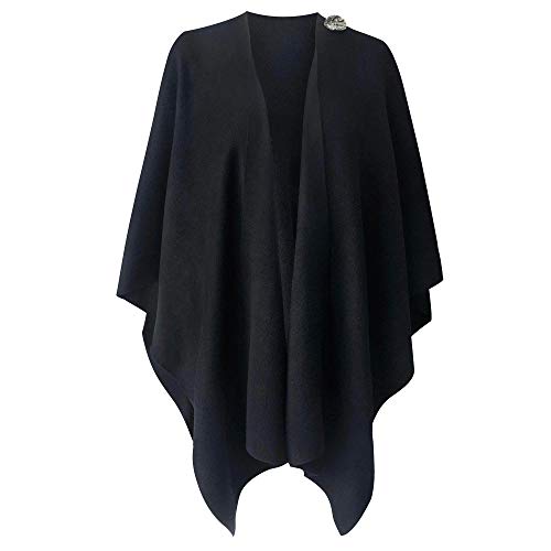 PULI Womens Large Cross Front Poncho Sweater Wrap Topper Knitted Elegant Shawls Cape for Fall Winter - Image 5