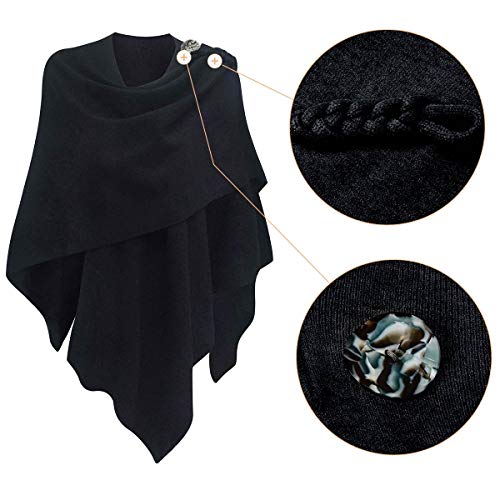 PULI Womens Large Cross Front Poncho Sweater Wrap Topper Knitted Elegant Shawls Cape for Fall Winter - Image 4