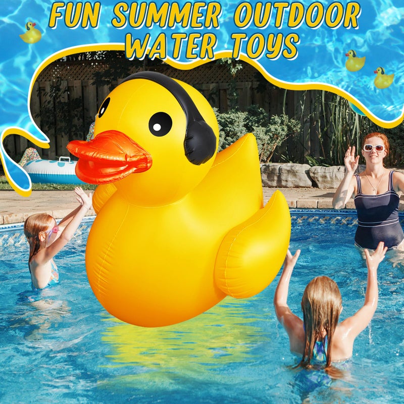 Hungdao 2 Pack 4 Feet Giant Inflatable Duck Huge Rubber Duck Large Blow up Ducky Inflatable Ducky Pool Float Summer Beach Swimming Pool Party Decoration(Earphone) - Image 5