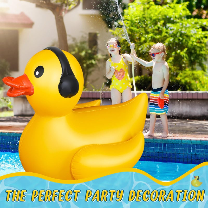 Hungdao 2 Pack 4 Feet Giant Inflatable Duck Huge Rubber Duck Large Blow up Ducky Inflatable Ducky Pool Float Summer Beach Swimming Pool Party Decoration(Earphone) - Image 4