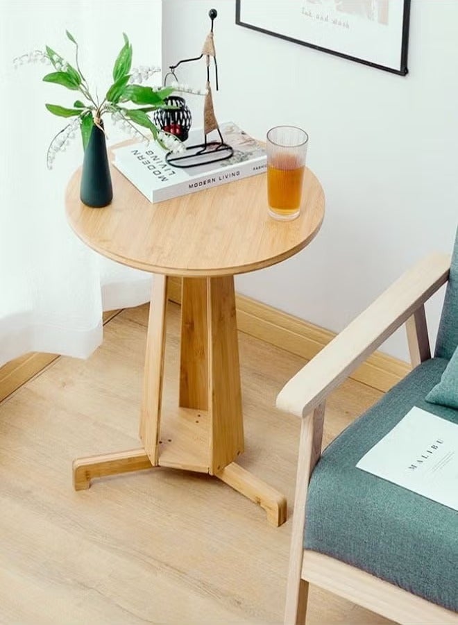 Raffine Multipurpose Modern Design Portable Bamboo Round Coffee Side Table for Living Room Bedroom or Office 50x54cm, Lightweight and Eco Friendly Accent Table.  - Image 2