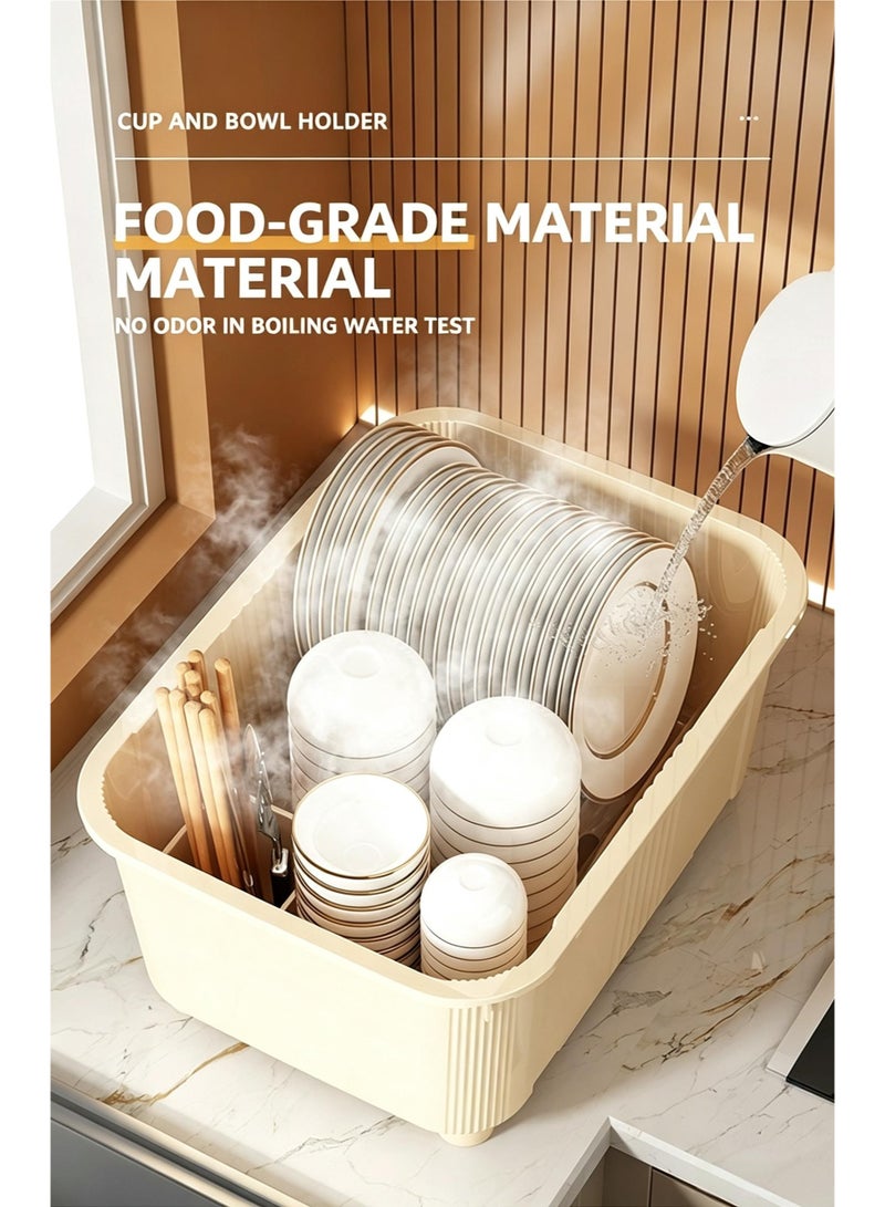 Bowl and Chopsticks Storage Box Household Tableware Artifact with Lid Food Grade Material Large Capacity Kitchen Cupboard Drain Rack - Image 2