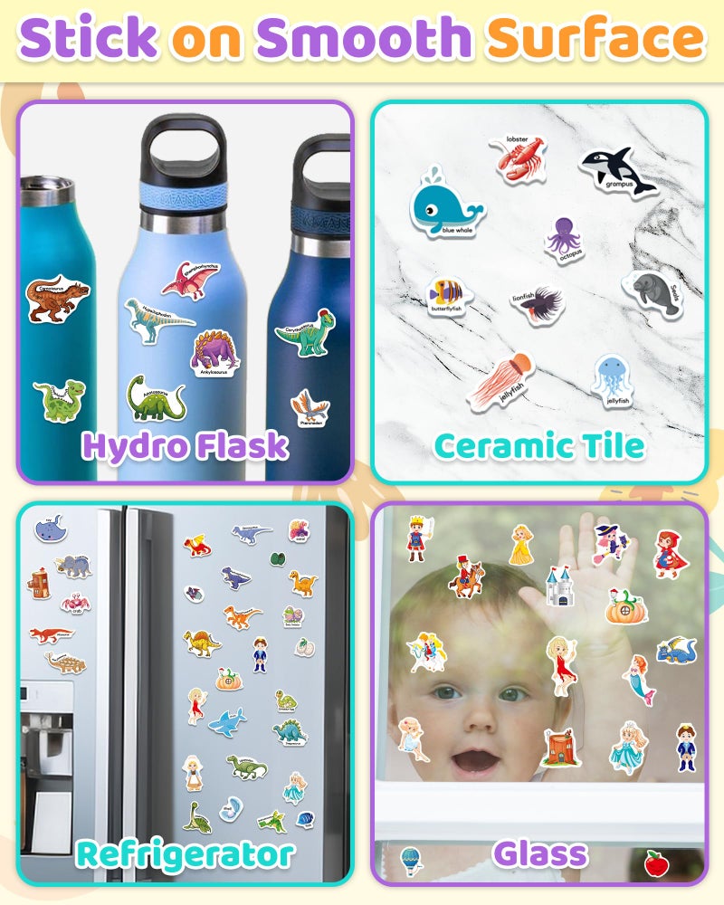 Benresive Reusable Sticker Books for Kids 2-4, Sticker Books for Toddlers 1-3, Toddler Sticker Book Age 2-4, Toddler Travel Toys Activities Crafts Gifts - Ocean, Fairy and Dinosaur - Image 4