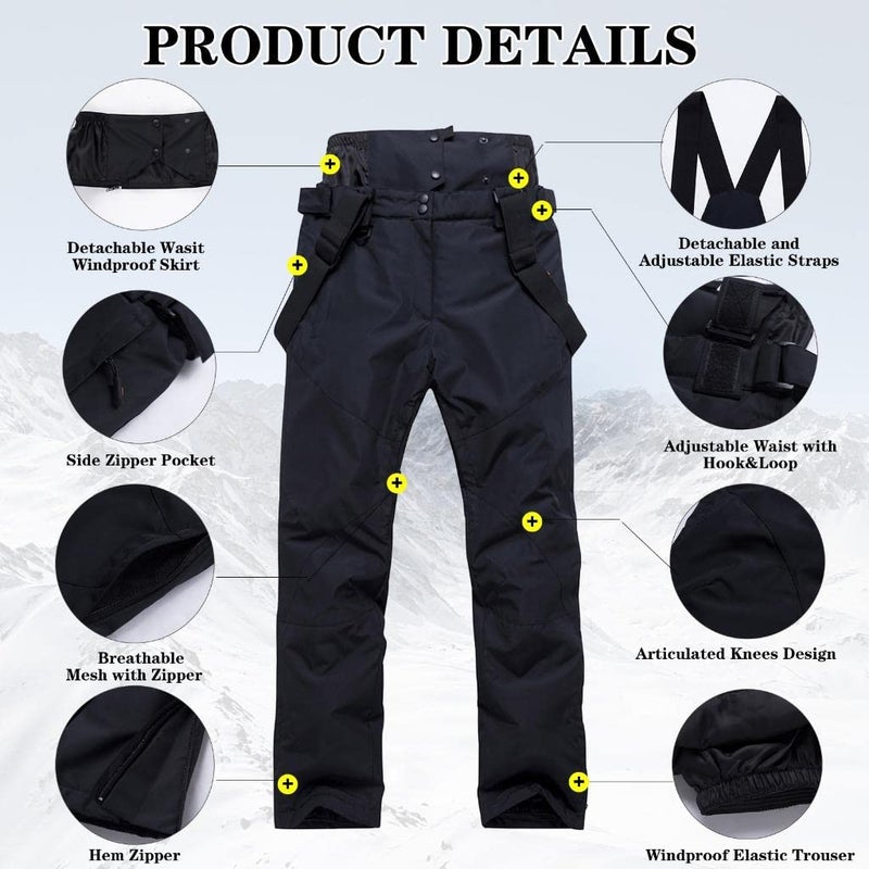 GS SNOWING Men's Jacket and Pants Set Insulated Waterproof Waterproof Snowboard Snowsuits for Snow Sport #02White+Black L - Image 5