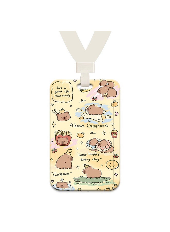 NIBEMINENT 1 - Piece Hamburger Capybara Kpop Photo Card Holder Pendant Key Chain ID Badge Holder ID Card Holder Photo Card Protector for School ID Office ID Access Card for Women Girls